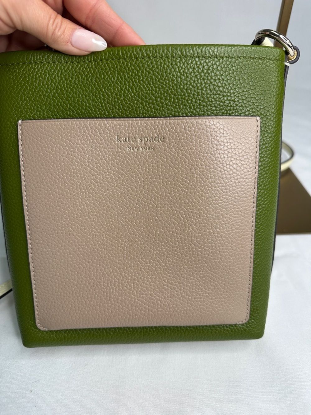 kate spade Olive & Beige Pebbled Leather Crossbody Bag - Picture 3 of 8